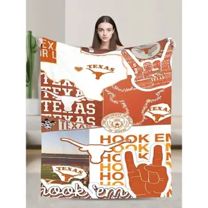 Texas Longhorns Merch Throw Blanket, Warm Breathable All-Season Blanket, Ideal for Car and Picnic Use