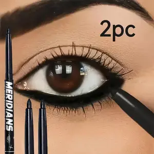 2-pack of black gel eyeliner pencils, Makeup eyeliner, long-lasting and smudge-resistant, highly pigmented, soft and smooth texture, continuous tip, quick-drying and resistant to rubbing, precisely outlines the outer corner and lash line