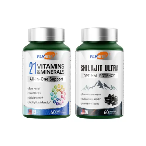 Shilajit Ultra & 21 All-in-One Vitamins Bundle - 120 Capsules with 85+ Trace Minerals & Pure Himalayan Organic Resin for Optimal Health Support - Fitness, Healthcare