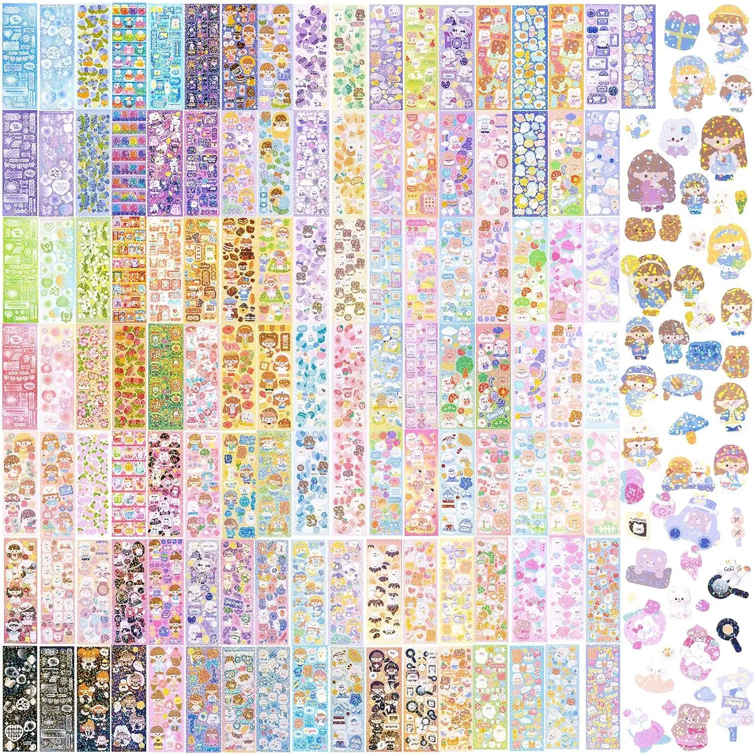 120 Sheets Heart Deco Stickers for Photocards Cute  Bear Girls Korean Kpop Stickers Self Adhesive Card Valentines Stickers for DIY Scrapbooking Arts Craft