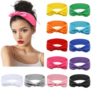 12 Pack Bow Headbands for Women Headwraps Hair Band Knotted Headband Rabbit Ears Stretchy Turban Head Wraps Fashion Sport Cute Hair Accessories