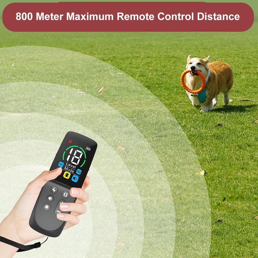 800M Long Range Dog E-Collar with Beep Vibration & Safe Shock, Adjustable Levels for Obedience Training
