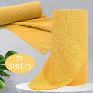 75 Sheets Hand-Torn Rag Roll Lazy Rag Multi-Functional Point-Break Kitchen Non-Stick Dishcloth Yellow Cleaning