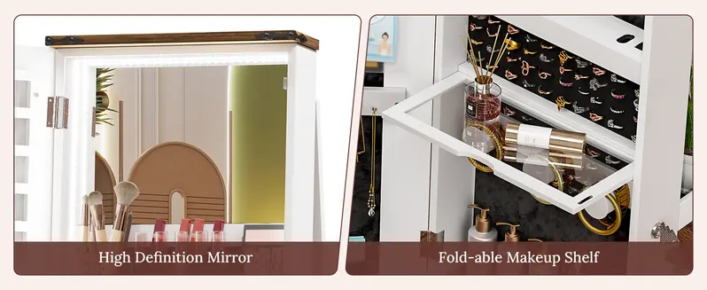 Miuvanity 5-in-1 360 Swivel Jewelry Cabinet with LED Light