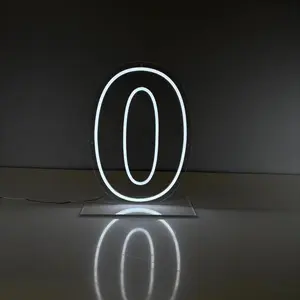 Number 0 neon light