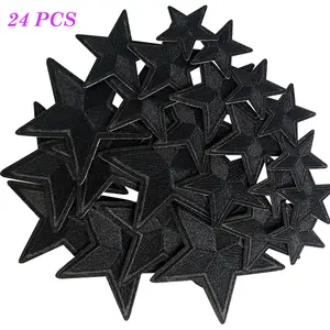 Set of 24 Star Embroidery Patches, Five-Pointed Star Stickers for DIY Sewing Iron-On Clothing Hats Bags Shoes Accessories, Decoration for Patch Pocket