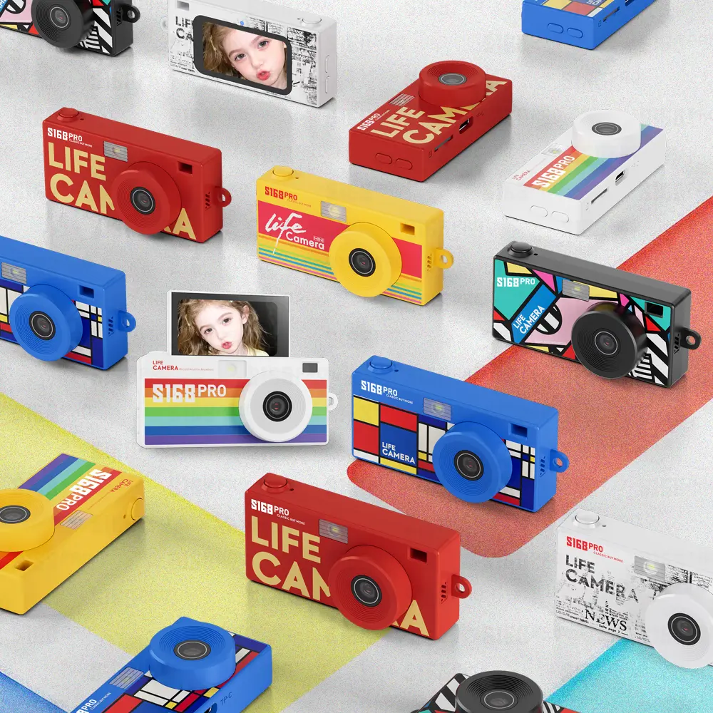Mini Digital Camera Retro 1080P HD, 16GB sd Card, Flip-Screen Vlogging Camera for compact Travel & Everyday, Y2K Gift for Teens & Beginners kid Button Cable