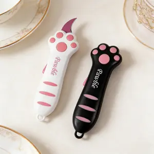mini portable folding knife features an adorable cat paw design and is perfect for crafting, office work packaging, scrapbooking and more