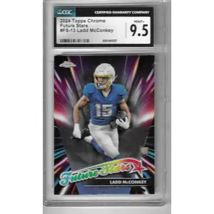 2024 Topps Chrome Ladd McConkey Future Stars Refractor Chargers RC CGC 9.5 MINT+