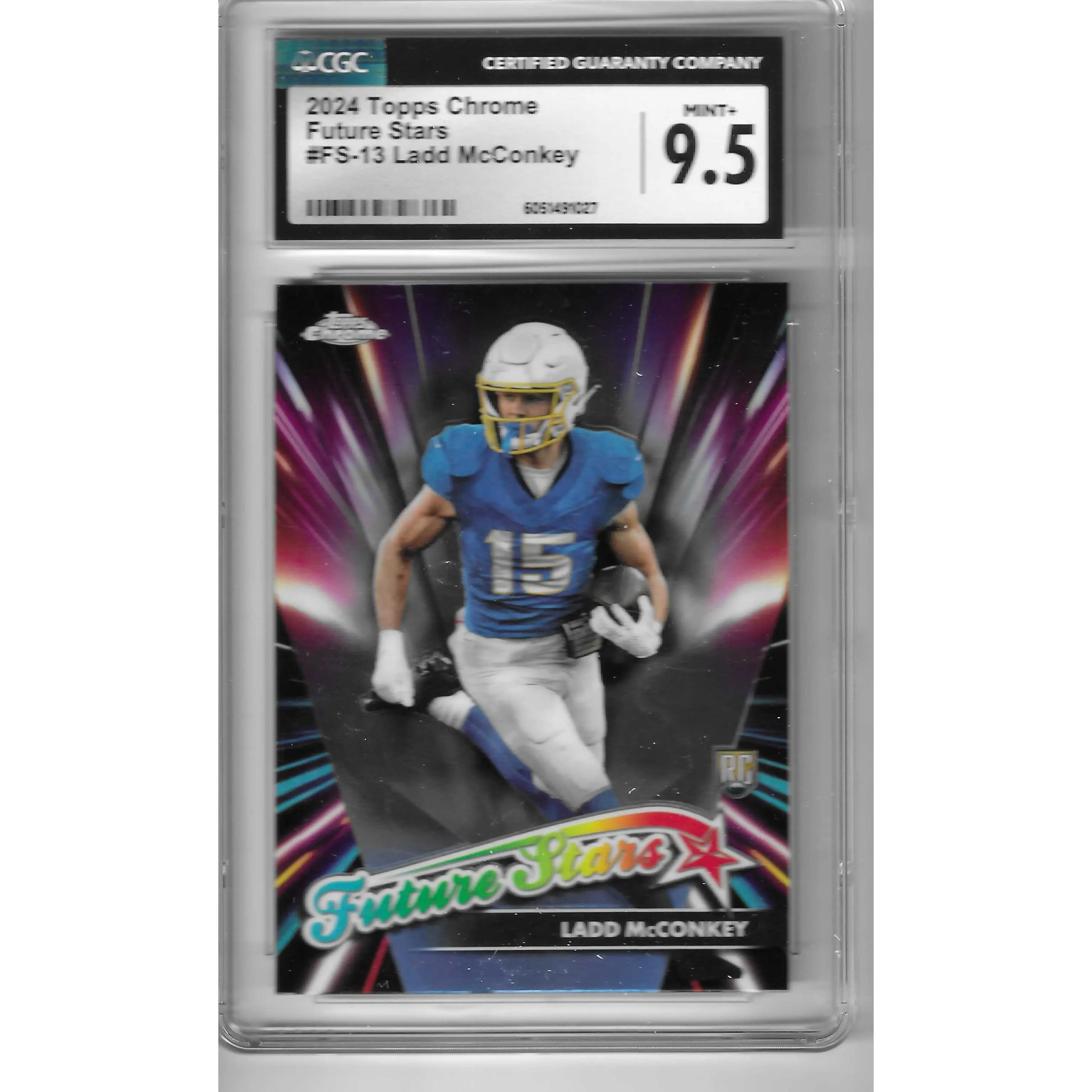 2024 Topps Chrome Ladd McConkey Future Stars Refractor Chargers RC CGC 9.5 MINT+