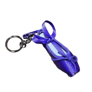 Tiny Ballet Shoe Key Chain - Purple