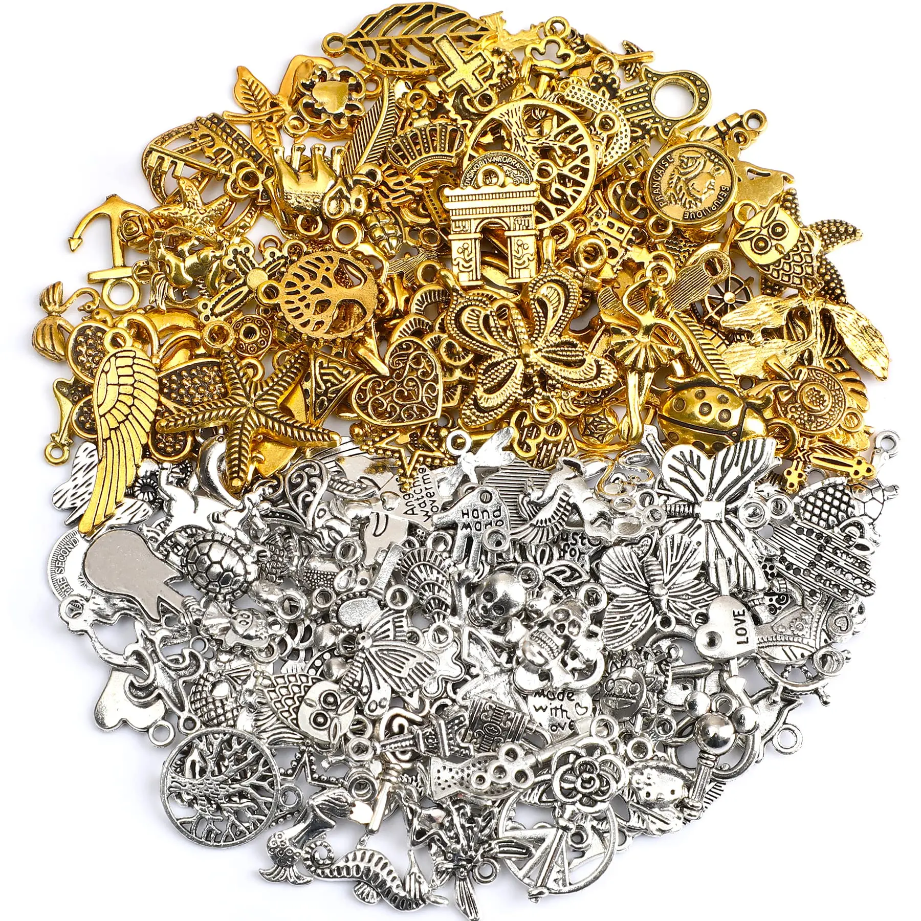 200pcs Bulk Making Charms Tibetan Antique Charm Pendants For Diy Bracelet Necklace Crafts