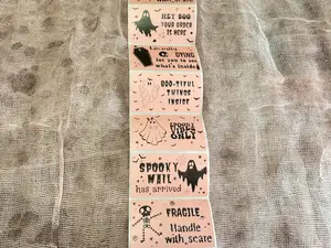 Pink Spooky Halloween Thermal Stickers 2.25" x 1.25" Physical Thermal Stickers