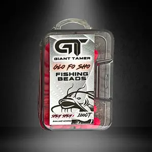 Glo Fo Show Fishing Beads 100 ct Orange Beads with Orange Pins in Clear Plastic Container