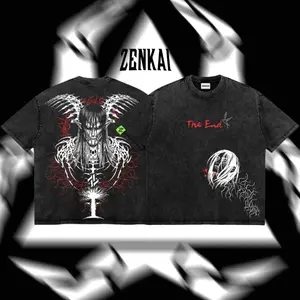 [ZenKai] Attack on Titan Eren Yeager The End T-Shirt, Founding Titan Acid Washed Graphic Tee, Black Vintage Oversized Cotton Shirt, Unisex Anime Streetwear Fan Gift