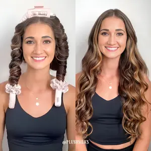 Heatless Hair Curler Kit in 100% Mulberry Silk Hair Curler with 2 Scrunchies, Hair Clip, and Travel Bag