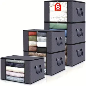 Foldable Storage Boxes with Lid & Handle, Set of 3 Fabric Bins for Closet Bedroom Travel, Space Saving Clothes Organization, Collapsible Storage Organizer, Durable Storage Organizer