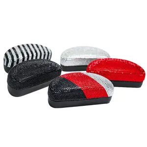 LASHBOMB Glasses Case - Studded Red, Black, Silver, Black & Silver Tricolor Rhinestone Design, Scratch-Resistant, Stylish Eyewear Storage