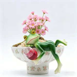 Funny Frog Garden Decor Adorable Lawn Ornament for Yard & Garden Perfect Outdoor Gift for Women Who Love Plants Durable Weather Resistant Flower Pot Figurine
