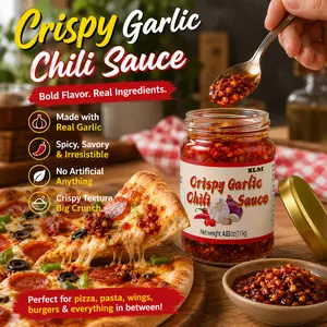 Crispy Garlic Chili Sauce 4.03 oz (115g) 2-Pack Japanese Umami Topping Crunchy Garlic with Chili Oil Spicy & Mild Sauce for Rice Noodles & More powder