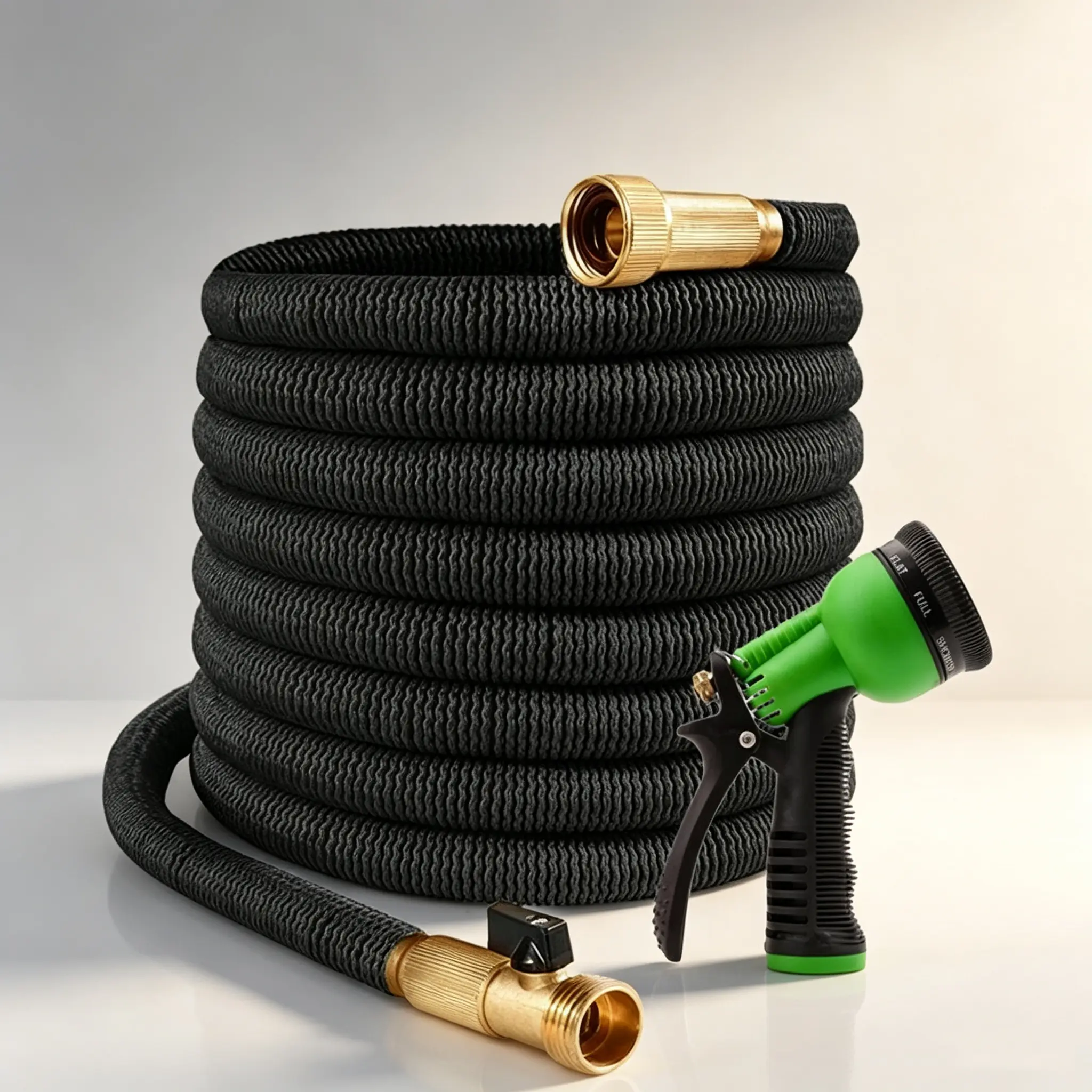 Lightweight Expandable Water Hose for Garden, 50Ft - Retractable Garden Hose with 10 Function Nozzle, - Wear-Resistant, 3/4 Inch Solid Brass, Leak Proof Garden Hoses for Outdoor, Yard, Lawn, Car, RV, Pet Bath