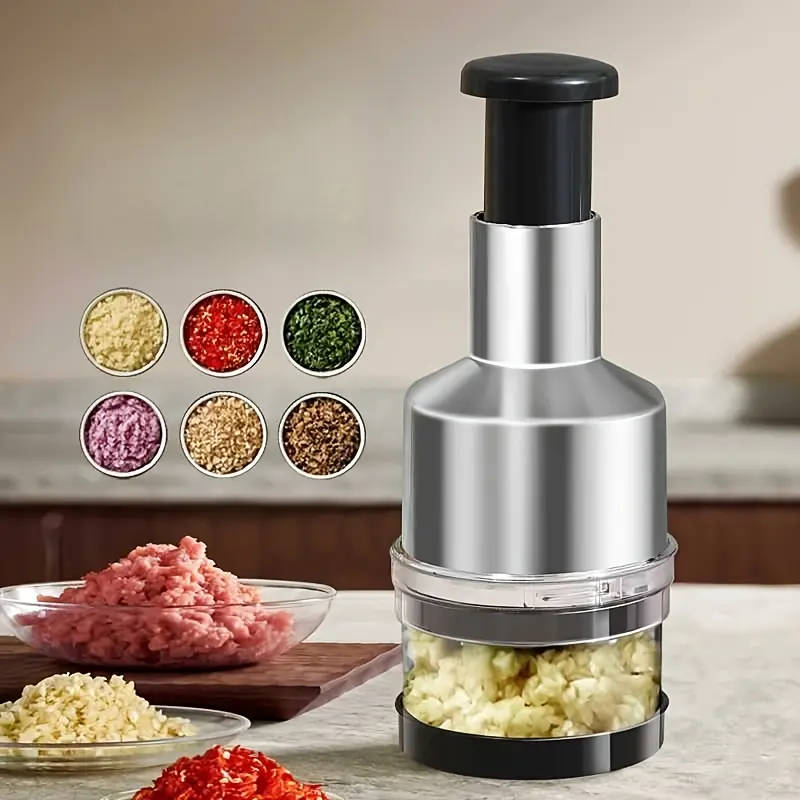 1 Plastic Coating Shredder | Stainless Steel Garlic-Pepper Shredder, Kitchen Aid for Shredding Meat and Vegetables, Carrot Garlic Chopper, Vegetable Chopper, Easy to Clean