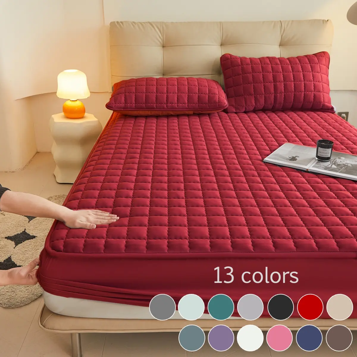 Waterproof, Quilted Mattress Protector Set – Includes Fitted Sheet & Bedding Mattress Cover with Deep Pocket, Soft, Noiseless, Breathable, Stain-Resistant, Machine Washable, with Pillowcases for Bedroom, Kids, Pets, Elderly, Fitted Mattress Pad