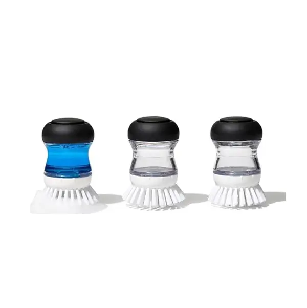 OXO Good Grips Soap Dispensing Palm Brush, Black/Clear/White, Ideal for Soap Dispensing and Cleaning - Dispenser