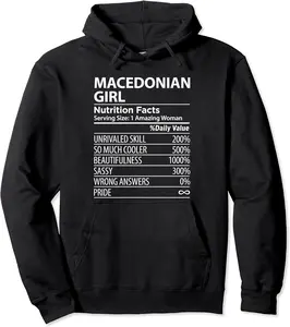 Macedonian Girl Nutrition Facts Funny Womens North Macedonia Pullover Hoodie - Jadayoung Shop 75B0C6MMGH8J