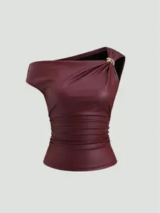 Women's Sleeveless Metal Decorated Top, Casual Daily Wear for All Seasons, European and American Style, Perfect for Commuting and Leisure