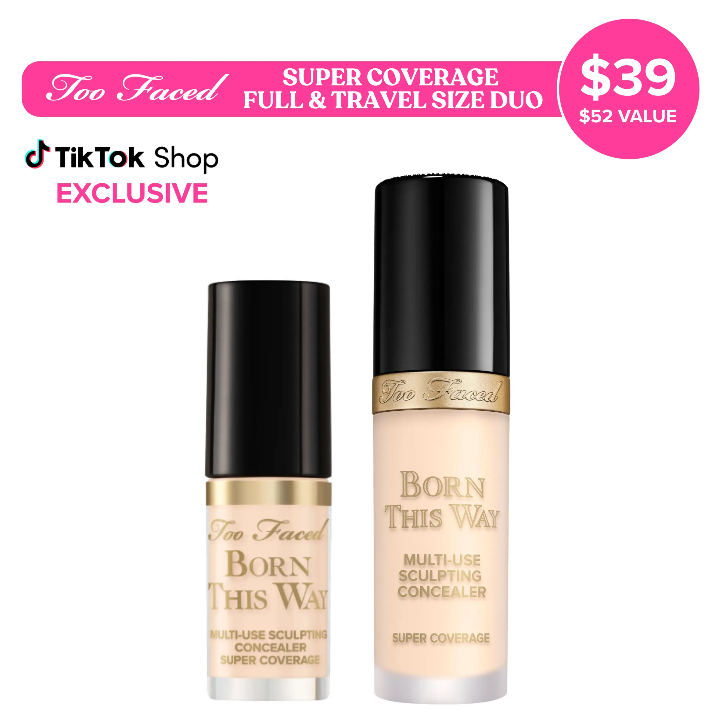 Too Faced Born This Way Super Coverage Concealer Full Size & Travel Size Duo Too Faced Born This Way Super Coverage Concealer Full Size & Travel Size Duo