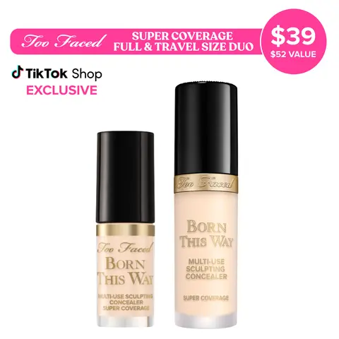 Too Faced Born This Way Super Coverage Concealer Full Size & Travel Size Duo | 24 Hour, Crease-Proof, Full-Coverage Wear | Hydrating Concealer for Dark Circles and Blemishes with Natural Finish