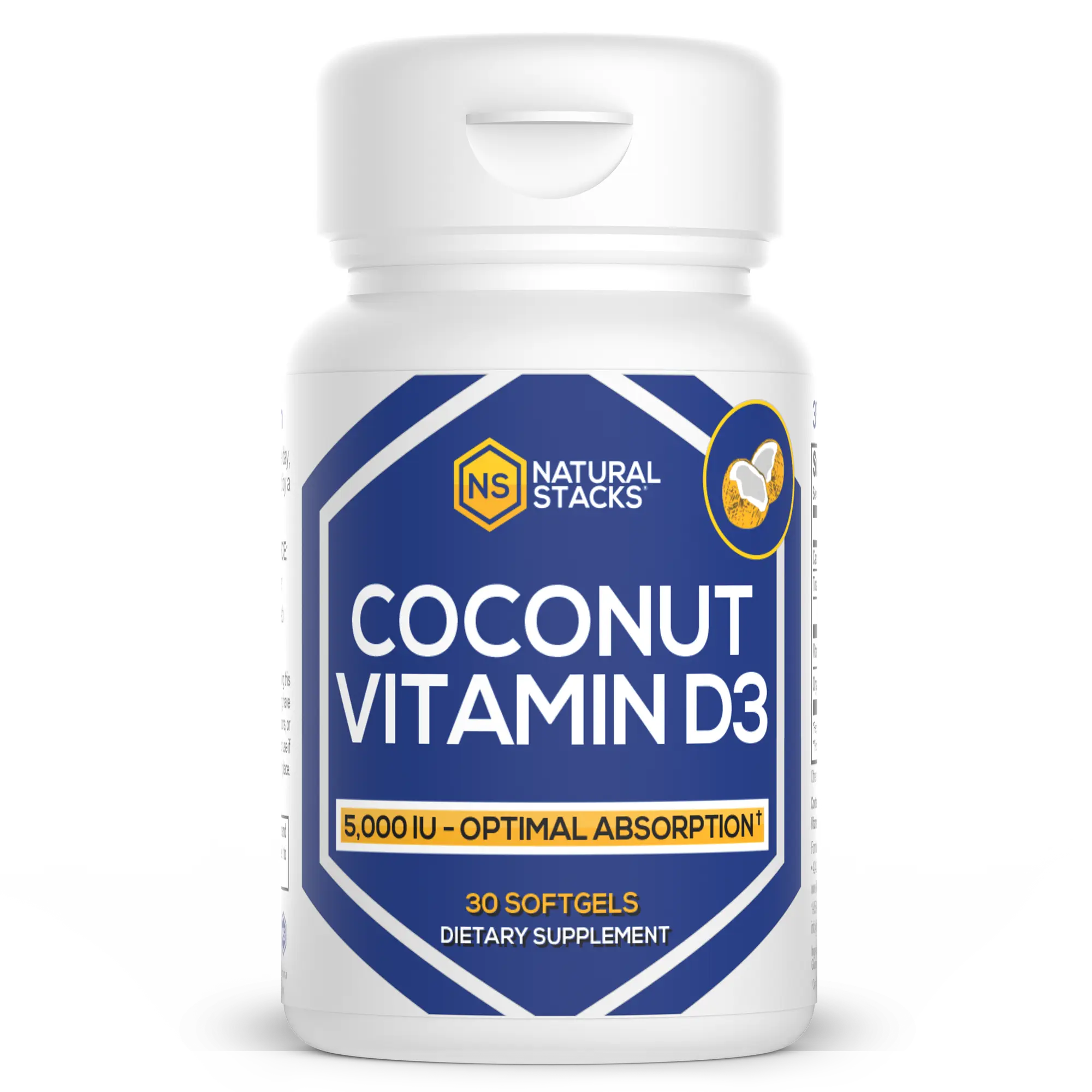 Vitamin D3 w/ Organic Coconut Oil - Supports new cell growth and bone formation.* - Helps balance mood - Studies show Vitamin D3 enhances mood in healthy subjects during the winter months to feel sharper and less overwhelmed.*