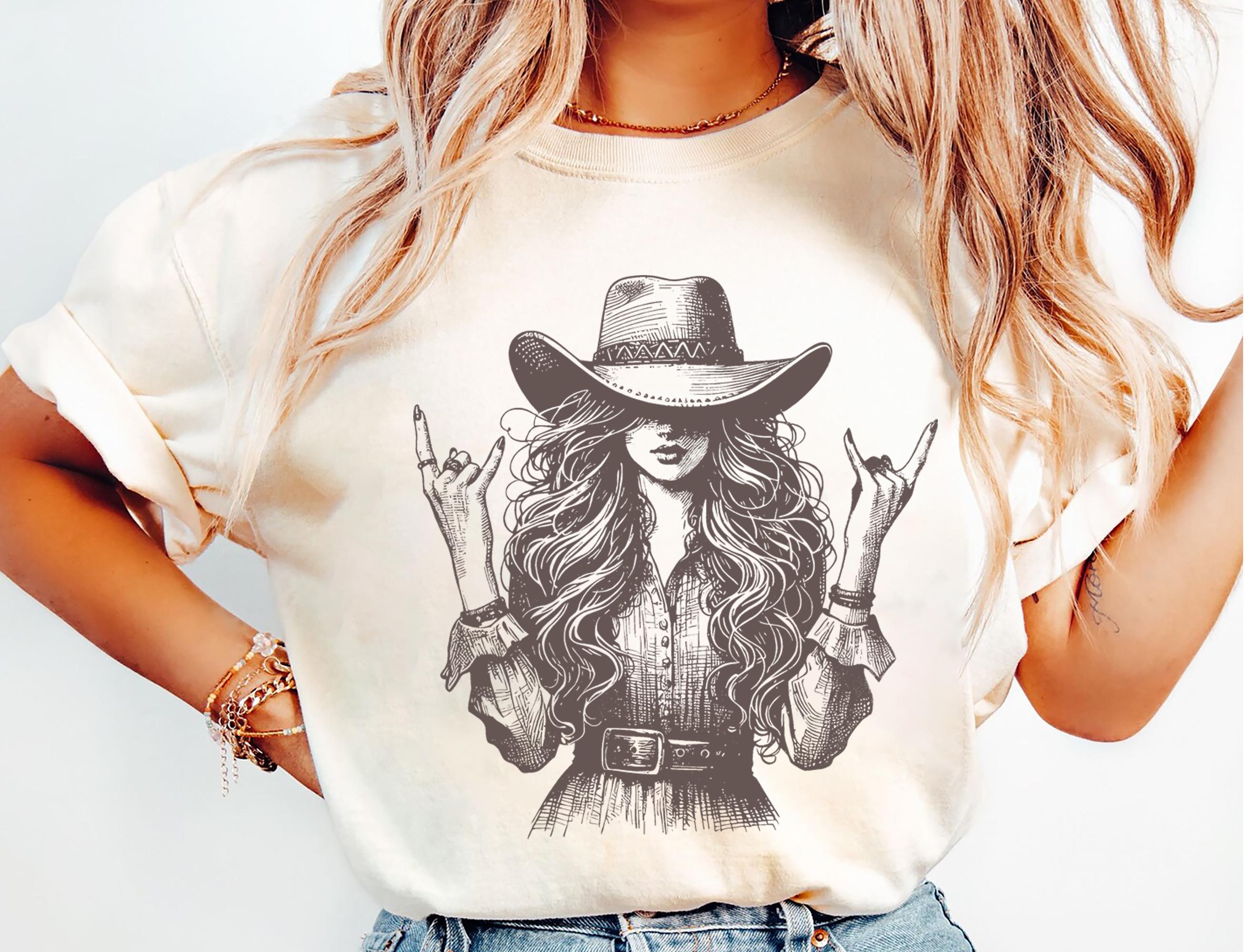 Western Cowgirl Graphic T-Shirt, Vin &hellip;