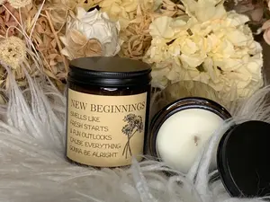 New Beginnings Candle, Inspirational Scented Candle, Bath Time Candle. Gift