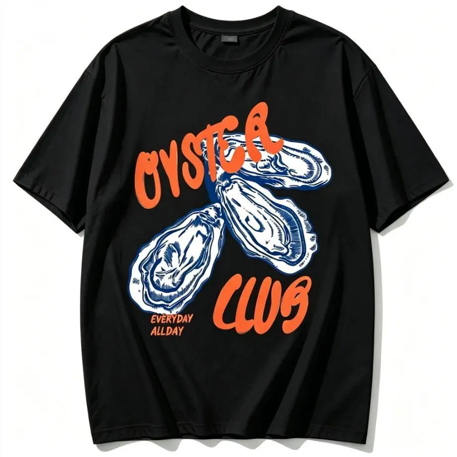 Women's 100% Cotton Oyster Club Graphic T-Shirt - Short-Sleeve, Round Neck, Casual Streetwear Coastal Seafood Food Lover Top