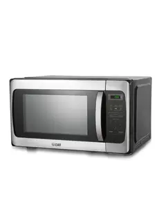 COMMERCIAL CHEF 1.1 Cu Ft Microwave with 10 Power Levels, Microwave 1000W with Push Button Door Lock, Countertop Microwave with Microwave Turntable and Digital Controls, Stainless Steel