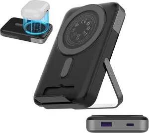 NOBIS for Magsafe Battery Pack 10000mAh, Dual-Foldable Wireless Magnetic Power Bank with LED Display Magnetic Portable Charger 22.5W PD Fast Charging Type C in&Out for Phone 16 S25