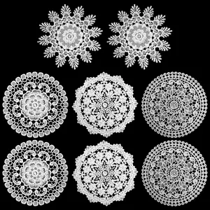 8 PCS Doilies for Tables, 6 Inch Diameter Handmade Crochet Lace Coasters, White Round Rustic Vintage Lace Doilies for Tables for Cakes, Desserts,Weddings, Formal Events Tableware Decorations