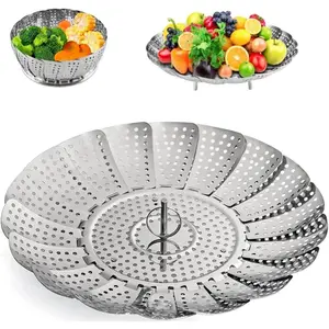 Steamer Basket, Stainless Steel Vegetable Steam Baskets for Steaming Cooking Expandable to Fit Various Size Pot (5.5" to 9.3")