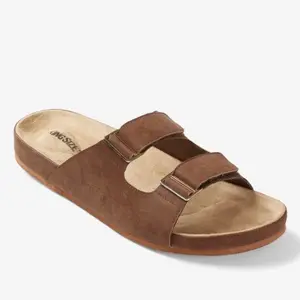 Double Adjustable Buckle Slide and Closure - Suede-Padded Footbed, Extra-Wide Width, Flexible Skid-Resistant Outsole, Casual Footwear - Walking Shoes