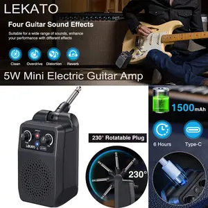 LEKATO Mini Electric Guitar Amp 5W, Portable Guitar Amp Bluetooth with Built-in 4 Effects, Clean Distortion Overdrive Reverb, Rechargeable Small Amplifier JOYO JA-01 2W Guitar AMP Distortion Effects POGOLAB 5W Mini Guitar Amp no Effect for Practice
