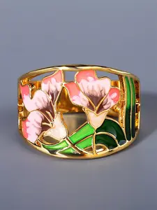 Flower Design Hollow out Wide Ring,  Fashion Jewelry for Party, Daily Clothing Decor, Trendy Wedding Engagement Anniversary Party Jewelry Gifts