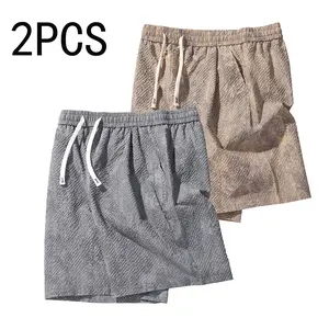 2-Pack Men’s Summer Tie-Dye Bubble Mesh Shorts, Straight Cut, Drawstring, Knee-Length, Breathable Casual Beach Shorts