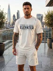 Men's Elevated Streets Compass Print 2-Piece T-Shirt & Shorts Summer Set
