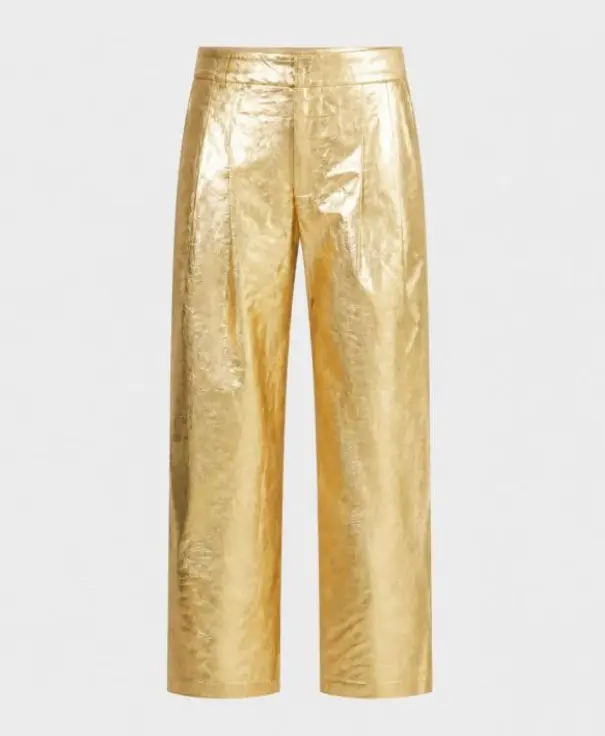 Gold Culotte Metallic Linen Pants