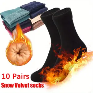 10Pairs Women Men Winter Socks Warm Thicken Thermal Snow Boots Floor Socks Soft Velvet Wool Cashmere Sock