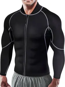 Men's long-sleeved sauna top/jacket, sauna sweat-inducing, tummy-tightening and body-slimming, tear-resistant and durable body-slimming sauna suit, Lightweight Sports Jacket