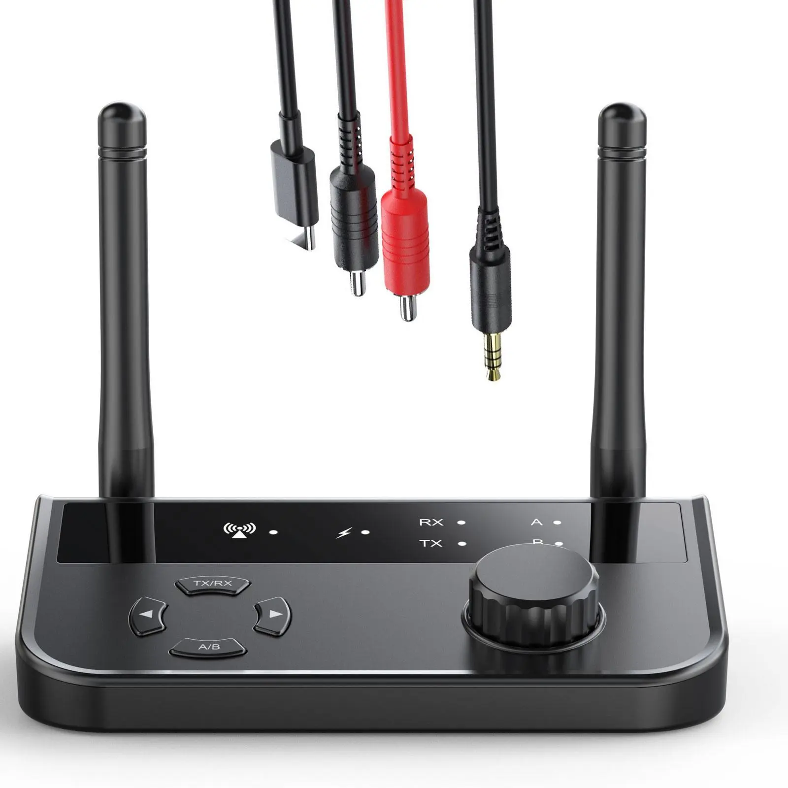 Bluetooth 5.3 Wireless Audio Transmitter-Receiver Adapter, Long-Range Dual TX/RX Mode Plug-and-Play Device for TV, Home Stereo, Headphones, Phone, Speaker Connection