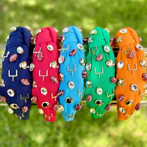 Gameday Football Charm Padded Top Knot Headband